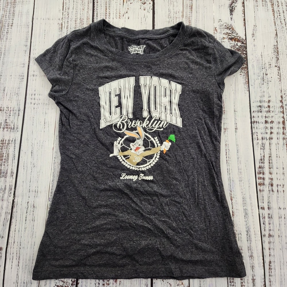 Bugs Bunny Looney Tunes Brooklyn NY Gray Short Sleeve T-Shirt Women's S